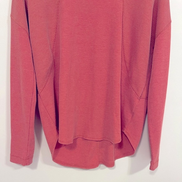 Prana Womens Remi Waffle Knit Thermal Athletic Outdoor Pullover Rhubarb L - Picture 7 of 15